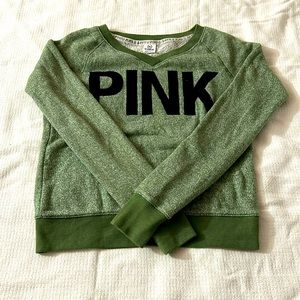 PINK Sweatshirt Size Medium Green